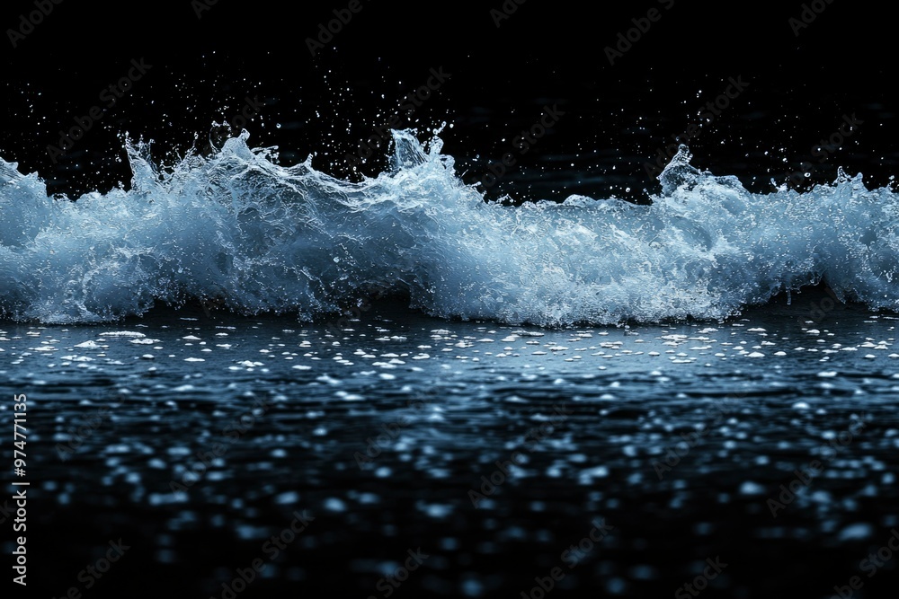 A Splashing Wave Breaking Against a Black Background