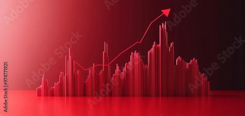 Dynamic red graph illustrating upward growth and progress in a modern financial context.