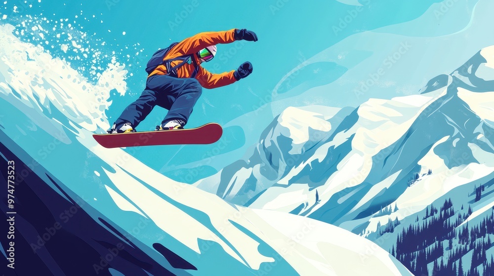 Snowboarder Soaring Through a Winter Wonderland Snowboarder Soaring Through a Winter Wonderland