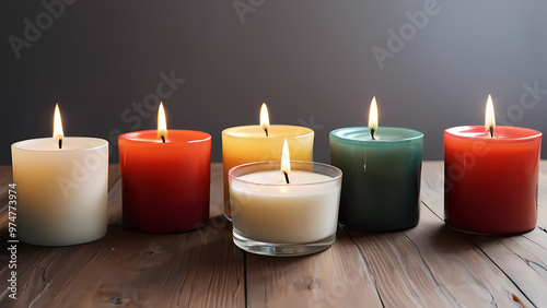 Aromatherapy Candles on Wooden Table