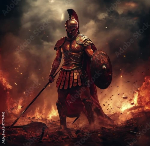 A spartan warrior stands ready for battle