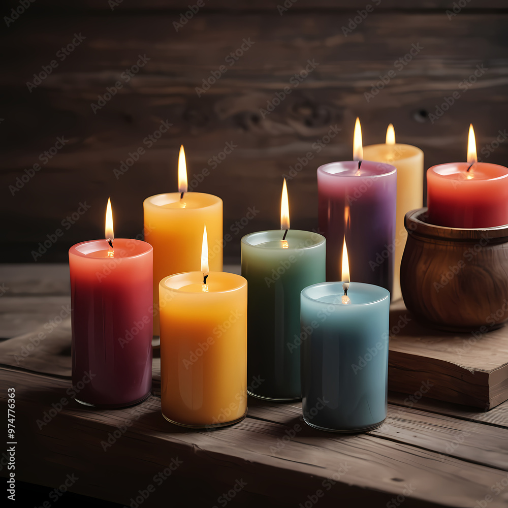 Aromatherapy Candles on Wooden Table Aromatherapy Candles on Wooden Table