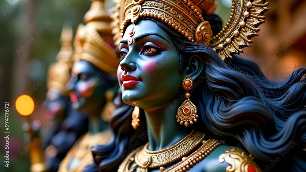 Fototapeta premium Vibrant Statue of Kali Hindu goddess of death and rebirth