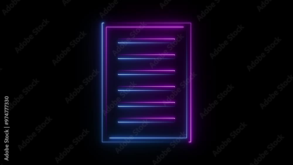 Neon glowing note book icon animation on background. Neon glowing note book icon animation on background.