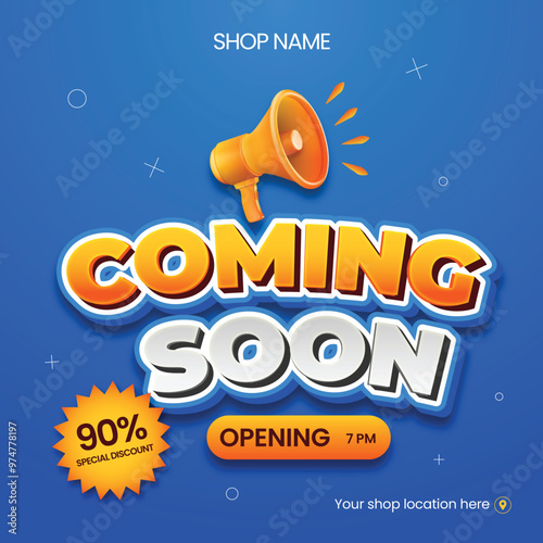 Vibrant 'Coming Soon' Store Opening Announcement with Special Discount Offer