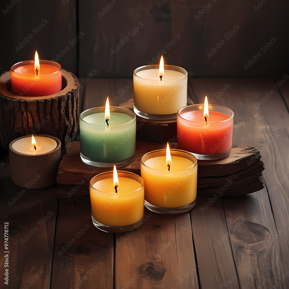 Aromatherapy Candles on Wooden Table Aromatherapy Candles on Wooden Table
