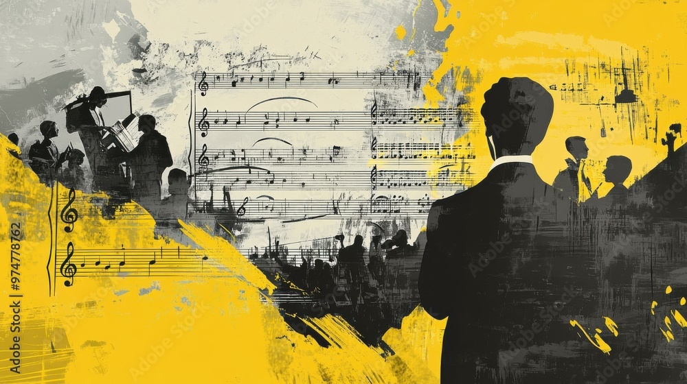 Fototapeta premium Abstract Orchestra Performance: A Symphony of Color and Sound