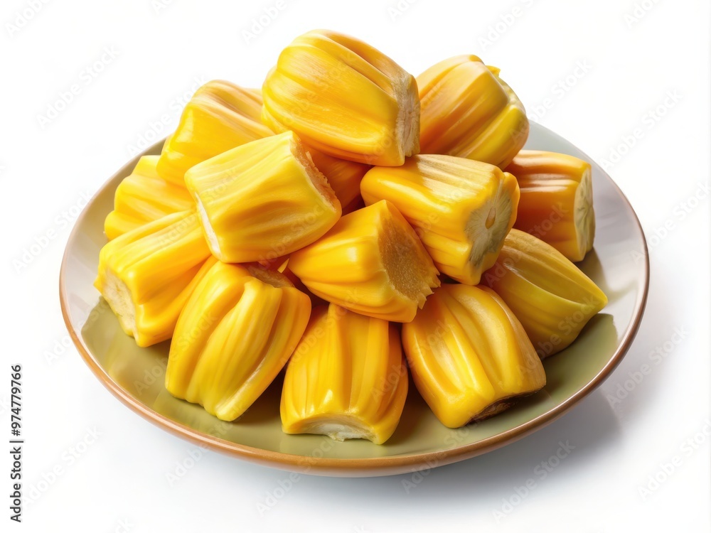 Fresh Jackfruit Pods on a Plate Fresh Jackfruit Pods on a Plate