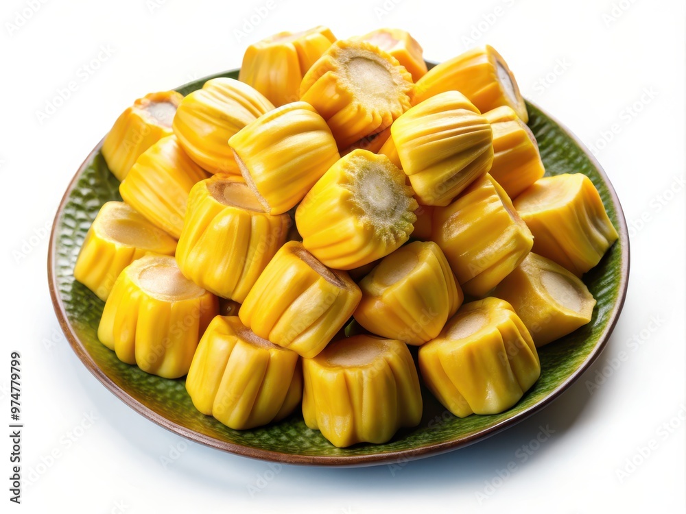 Fresh Jackfruit Pods Piled on Plate Fresh Jackfruit Pods Piled on Plate