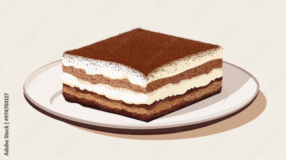 Tiramisu on a White Plate Tiramisu on a White Plate
