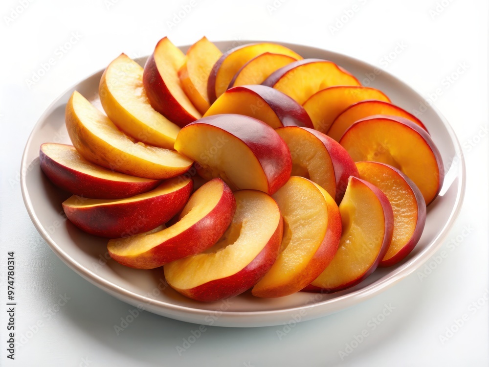 Sliced Fresh Nectarines Arranged on Plate Sliced Fresh Nectarines Arranged on Plate