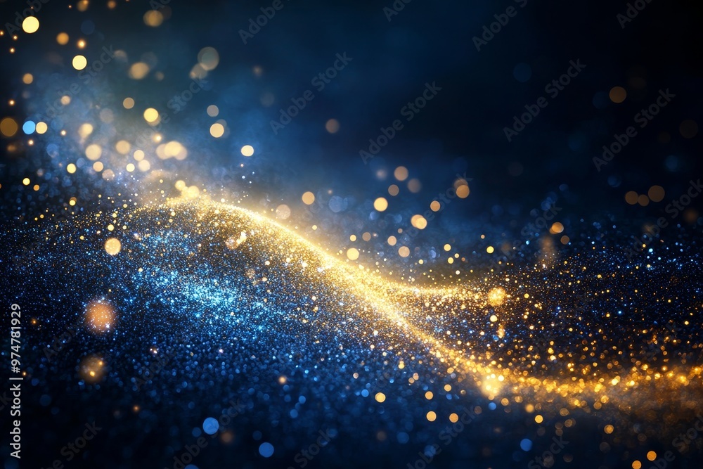 Obraz premium Enchanting golden and blue starry trail creating a magical atmosphere for new year s celebration