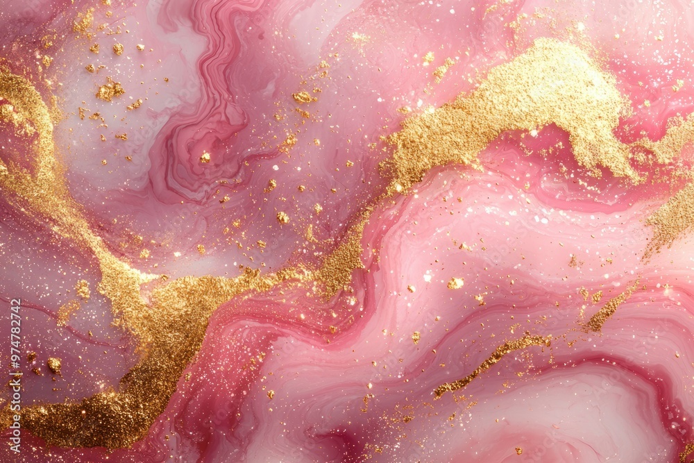 Fototapeta premium Abstract Pink and Gold Swirling Marble Texture