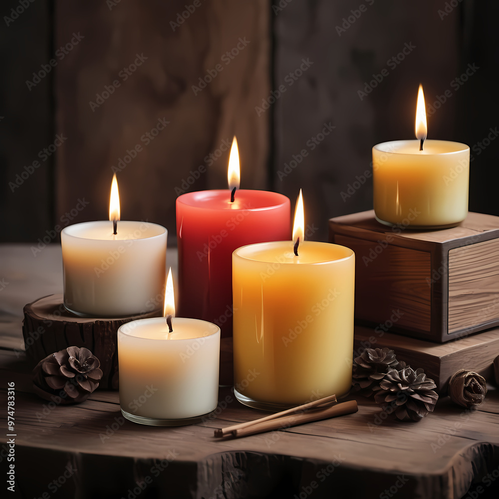 Aromatherapy Candles on Wooden Table Aromatherapy Candles on Wooden Table