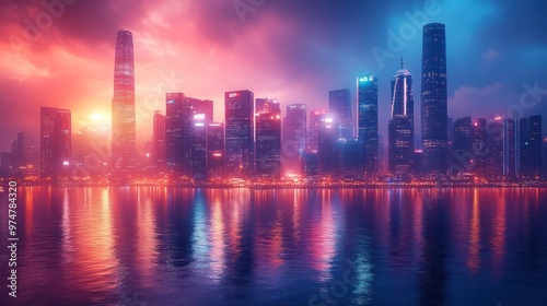 A striking image of a city skyline blended with transparent financial graphs and charts, symbolizing urban investments and rising economic growth.