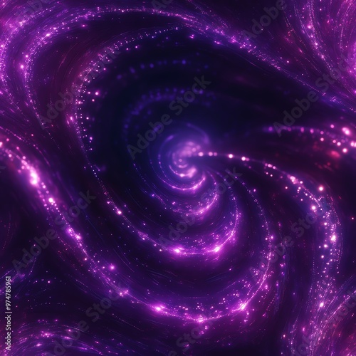 Vibrant purple galaxy spiral with glowing stars in deep space, showcasing cosmic beauty and outer space phenomena.