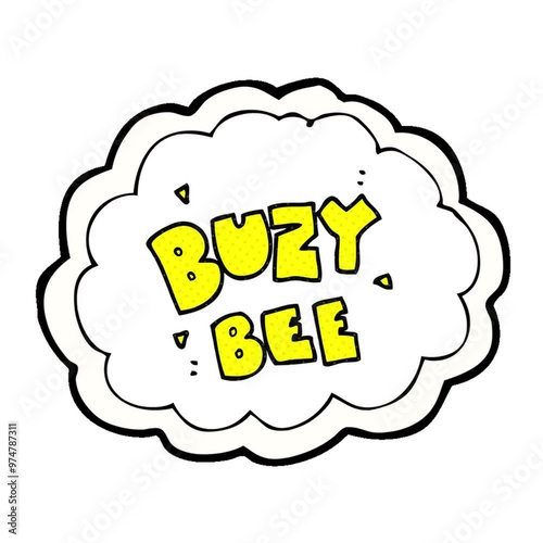 freehand drawn cartoon buzy bee text symbol photo