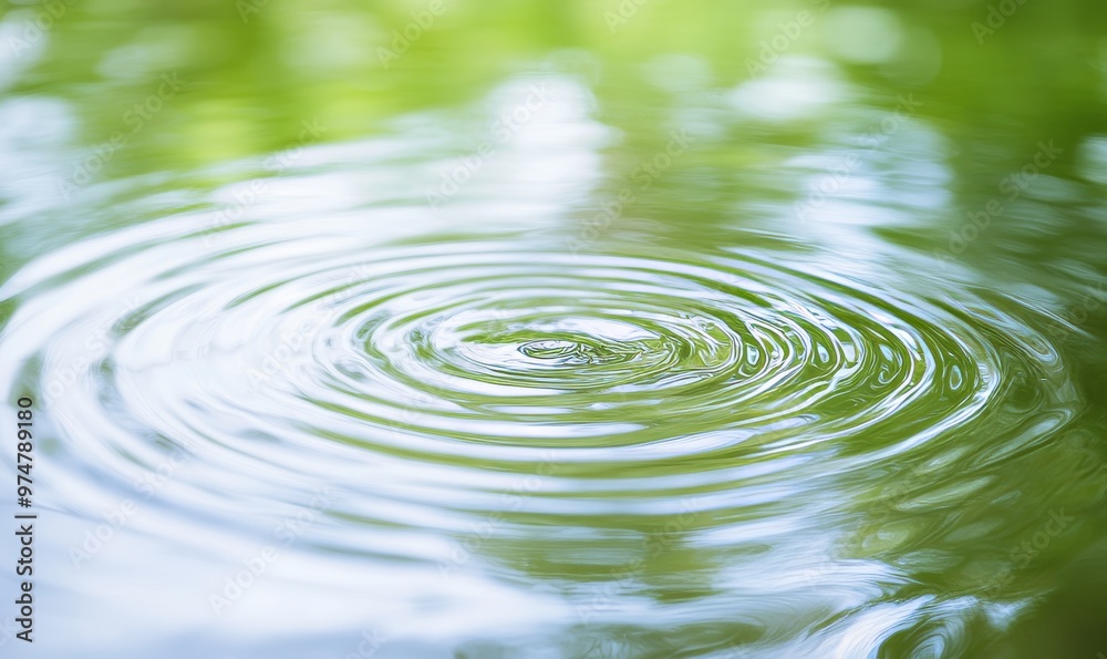 Ripples Spreading Across a Tranquil Pond Surrounded by Lush Greenery on a Sunny Day Ripples Spreading Across a Tranquil Pond Surrounded by Lush Greenery on a Sunny Day