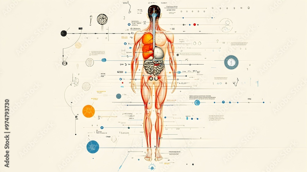 Human Body Fluid Balance Diagram, detailed illustration of bodily ...