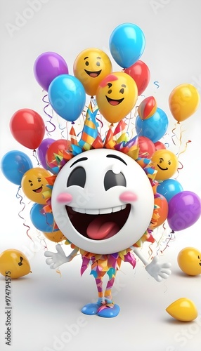 Happy crazy party emoj for any party flyer or positive motivation photo