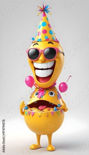 Happy crazy party emoj for any party flyer or positive motivation photo