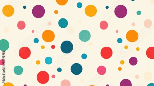 Create an image of a colorful polka dot pattern on a light background, perfect for fun designs or fabrics.