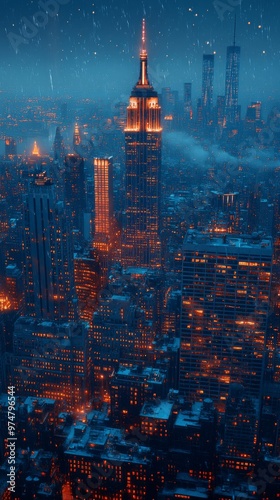 New York City Skyline in the Rain