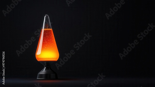 A retro lava lamp with swirling liquid, isolated on a black background, glowing ambiently lava lamp, illumination, ambient retro photo