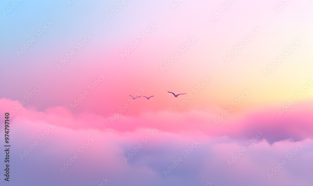 Fototapeta premium Morning Reverie, a serene watercolor scene capturing a tranquil dawn with soft hues and gentle reflections, evoking calm and introspection.