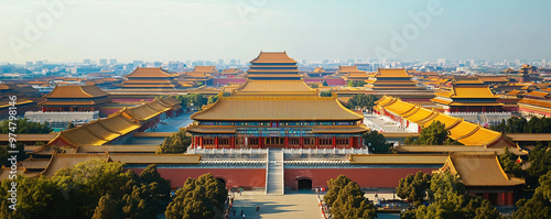 The vibrant Forbidden City in Beijing, with its golden roofs and imperial courtyards  photo