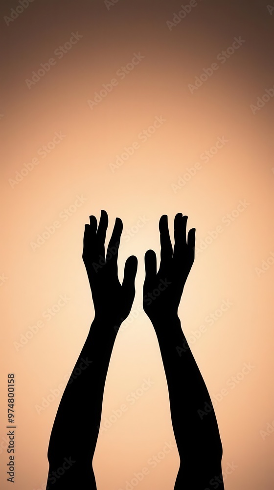 Hands raised in worship toward the heavens, illuminated by a soft divine glow, symbolizing surrender and devotion Hands raised in worship toward the heavens, illuminated by a soft divine glow, symbolizing surrender and devotion