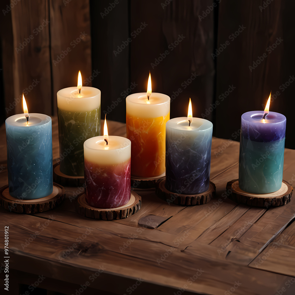 Aromatherapy Candles on Wooden Table Aromatherapy Candles on Wooden Table