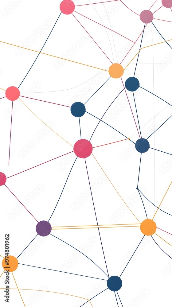 Illustration of interconnected nodes representing a digital supply chain network, with light solid colors for a professional look