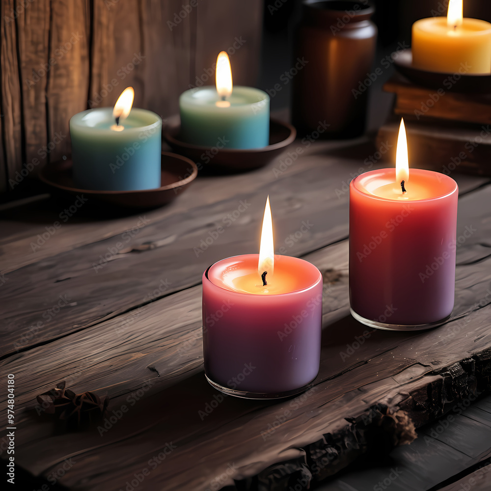 Aromatherapy Candles on Wooden Table Aromatherapy Candles on Wooden Table