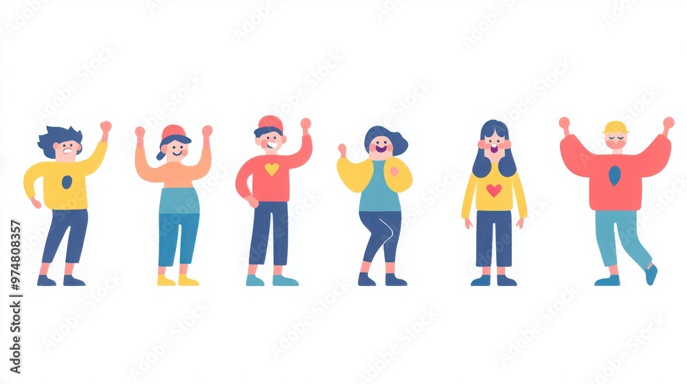 A minimalist illustration of characters displaying emotions like nervousness, elation, and calmness, each shown with distinct but simple gestures, white background A minimalist illustration of characters displaying emotions like nervousness, elation, and calmness, each shown with distinct but simple gestures, white background
