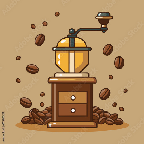 coffee grinder and coffee beans