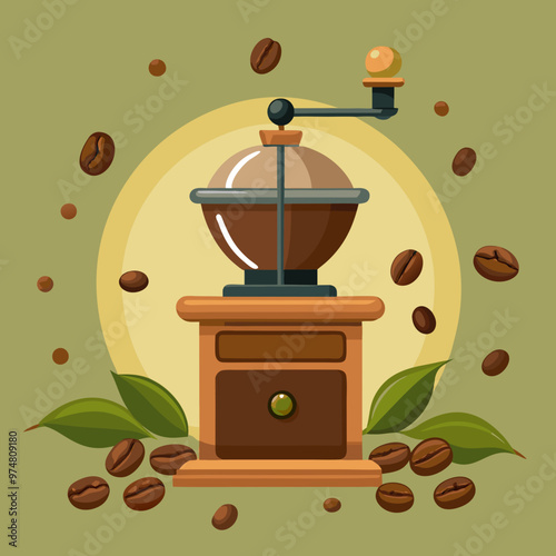 coffee grinder and coffee beans
