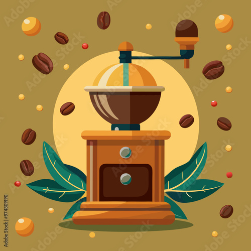 coffee grinder and coffee beans