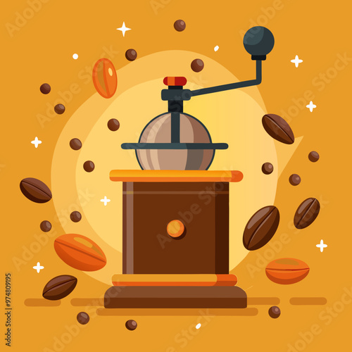 coffee grinder and coffee beans