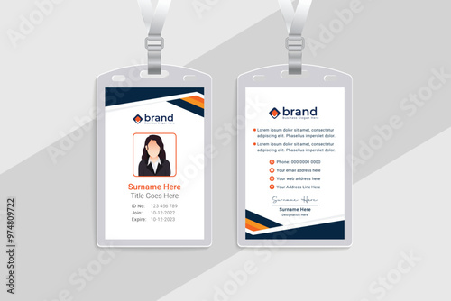 Orange color shape id card design