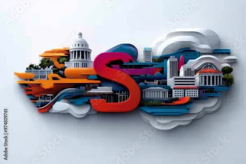 Savannah Education System represented in an abstract design, showcasing local public schools and higher education institutions like SCAD (Savannah College of Art and Design) photo
