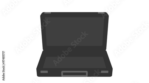 empty briefcase or suitcase open and closed position. animation footage video isolated on alpha channel background(transparent).