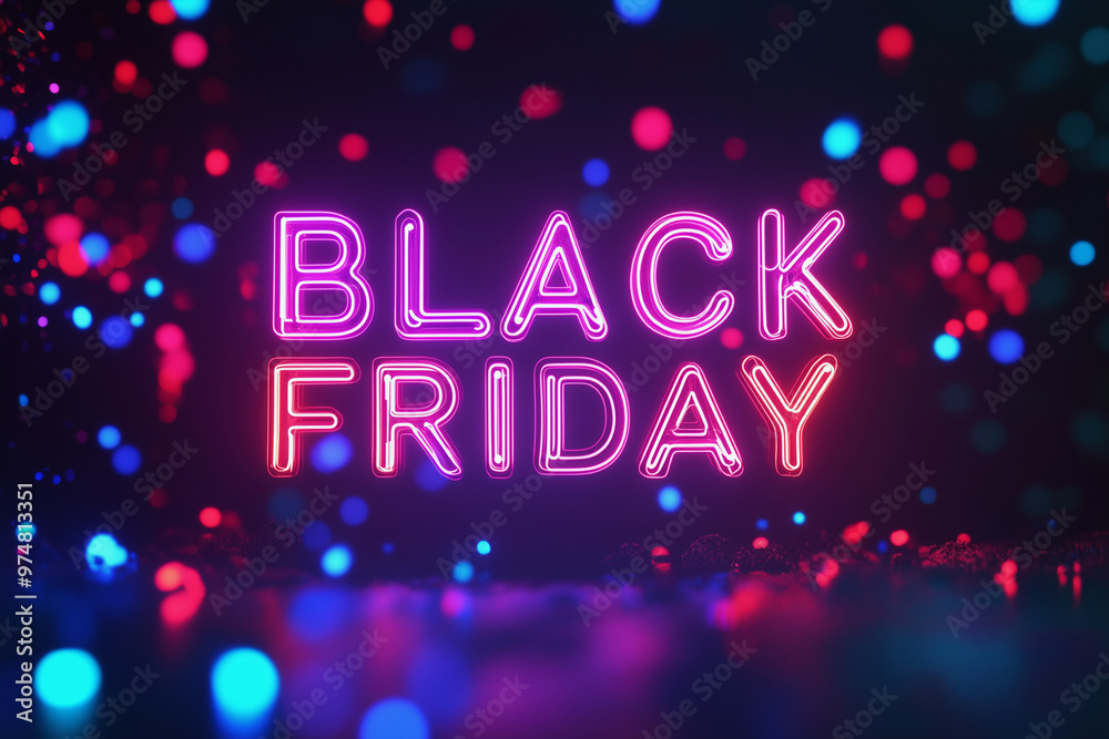 neon sign that says Black Friday. The sign is pink and is on a dark background neon sign that says Black Friday. The sign is pink and is on a dark background