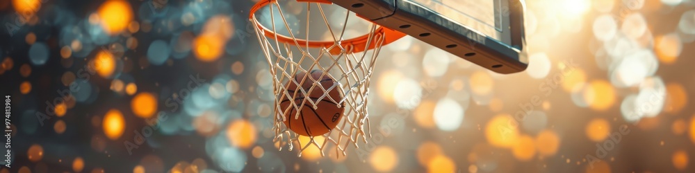 A basketball passes through the hoop in a close-up shot, with glowing bokeh lights creating a vibrant, energetic background.
A basketball passes through the hoop in a close-up shot, with glowing bokeh lights creating a vibrant, energetic background.
