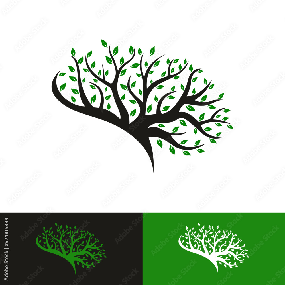 Obraz premium brain tree logo vector template illustration design