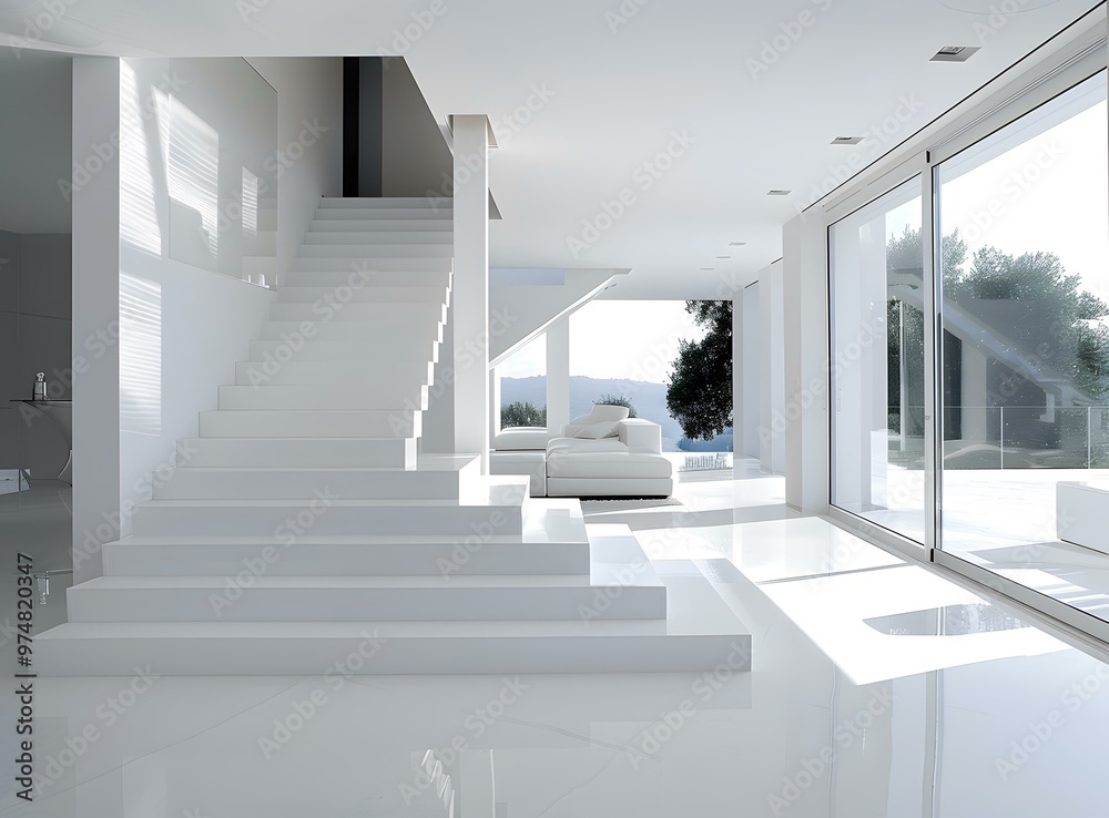 Modern White Staircase in a Minimalist Home Modern White Staircase in a Minimalist Home
