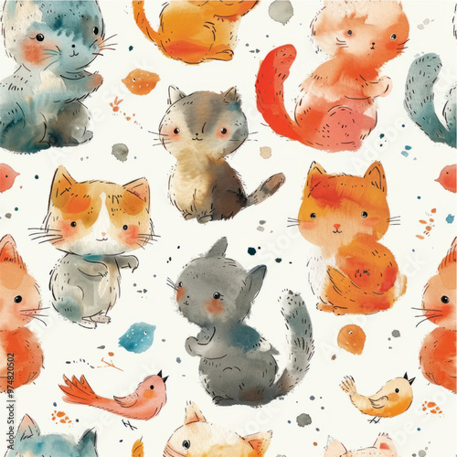 Seamless pattern, tile, endless pattern for fabric, background, apparel, packaging.
Children's theme, watercolor drawings of children.