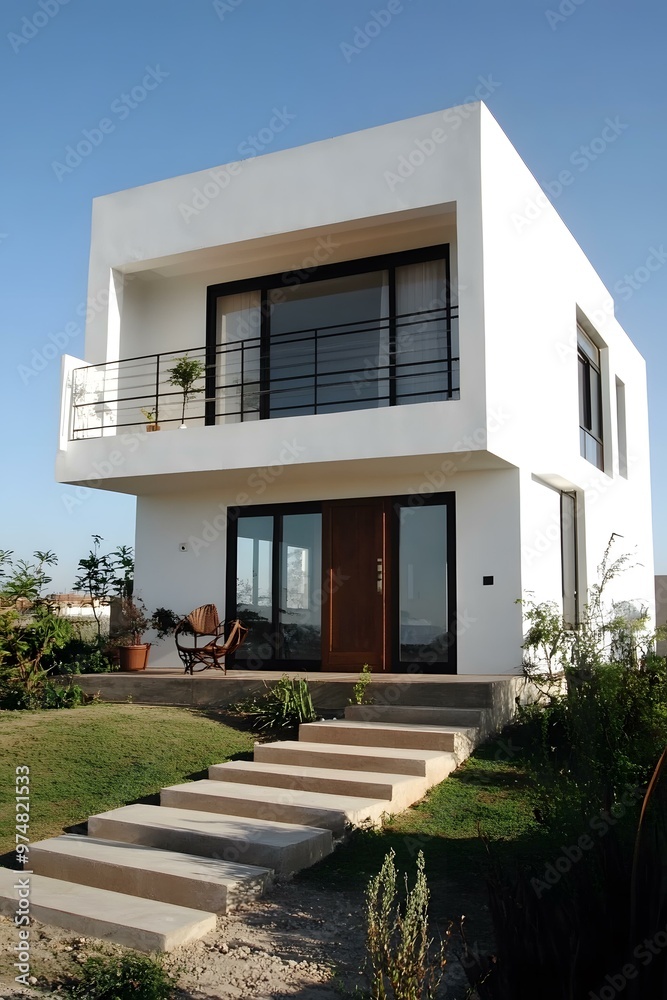 Modern White House With Balcony And Stairs Modern White House With Balcony And Stairs