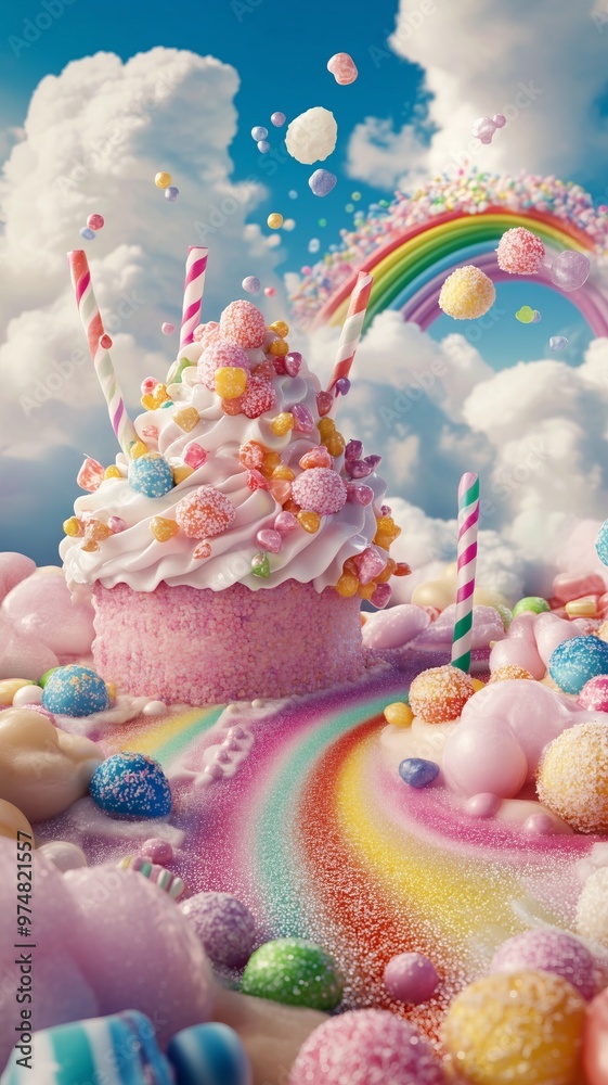 Fantasy village, kingdom or town made of sweets, ice-cream, marshmallow, cookies, candies, lollypops, cakes, cupcakes, rainbow, street view. Colorful sweet world with houses and buildings. Fantasy village, kingdom or town made of sweets, ice-cream, marshmallow, cookies, candies, lollypops, cakes, cupcakes, rainbow, street view. Colorful sweet world with houses and buildings.