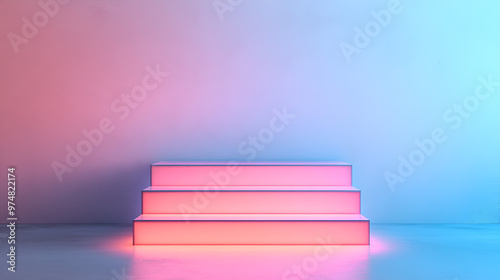 Neon Glow Product Display Steps Mockup - 3D Rendered for your Brand